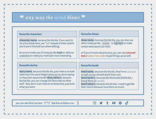 Site 1: Favourites page