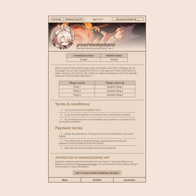 Site 7: Commissions page